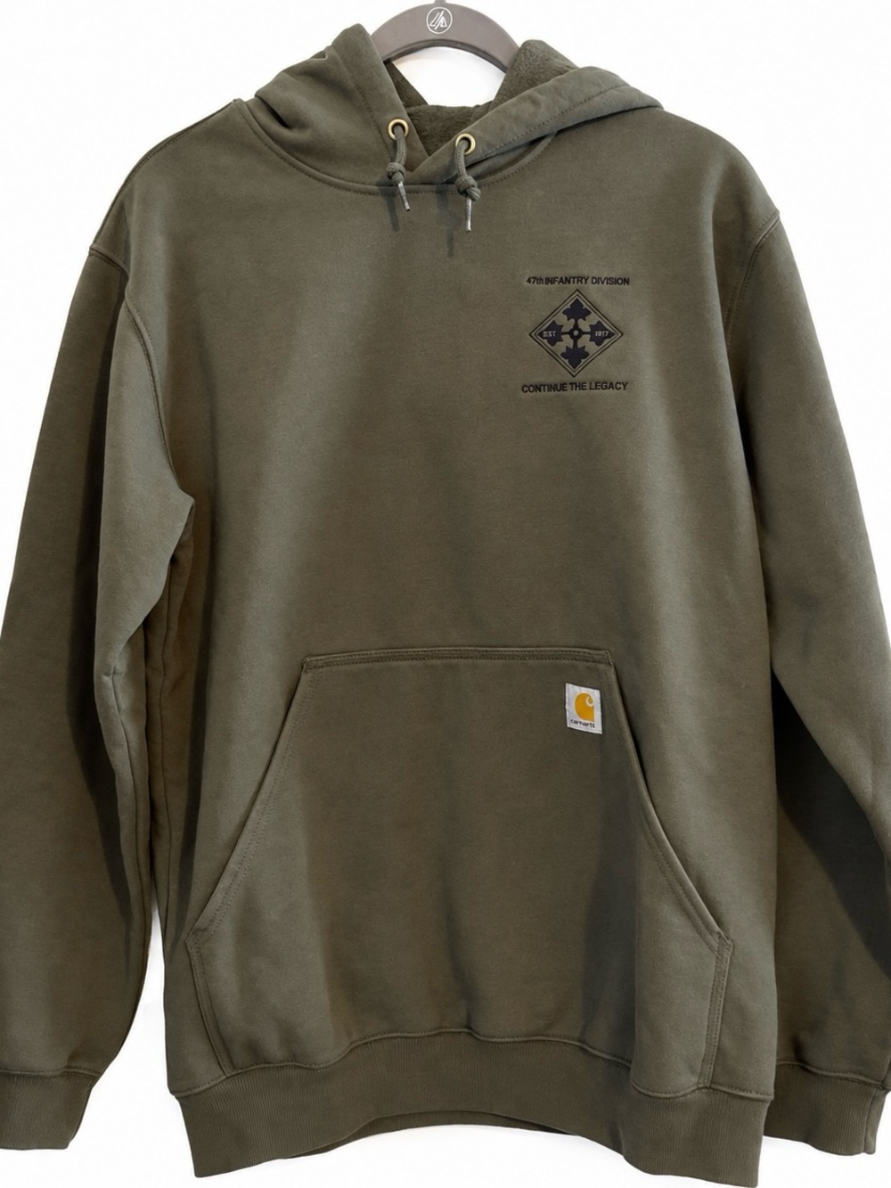 Carhartt Olive Hooded Pullover with 4th Infantry Division Continue the Legacy!